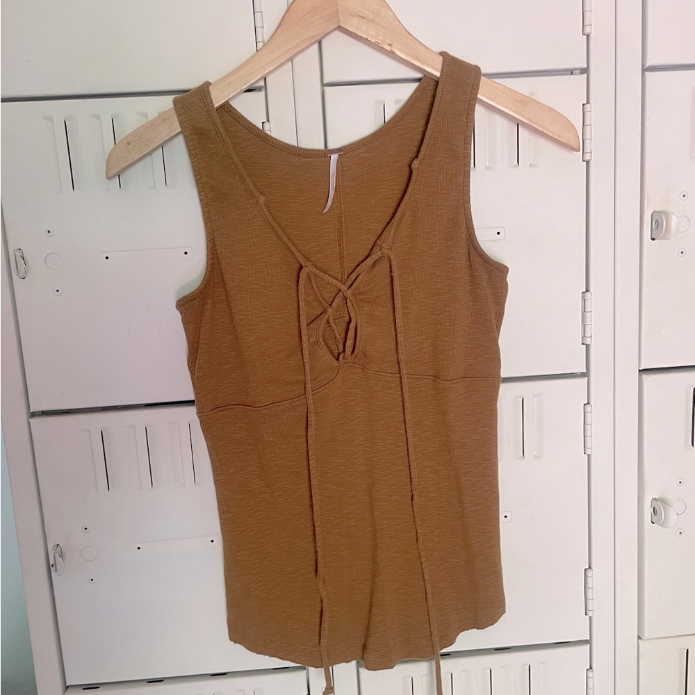 Free People lace up ribbed tank